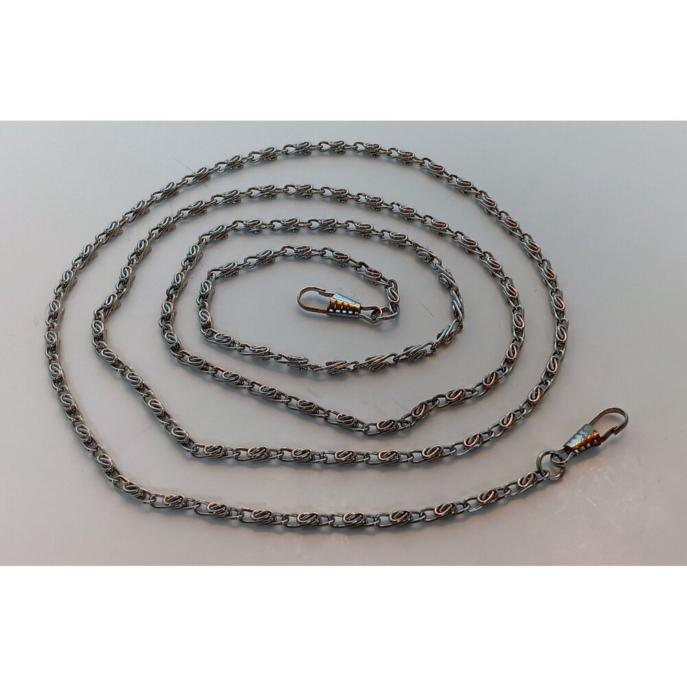 Vintage Silvertone Snail Chain Metal Purse Chain 48 in